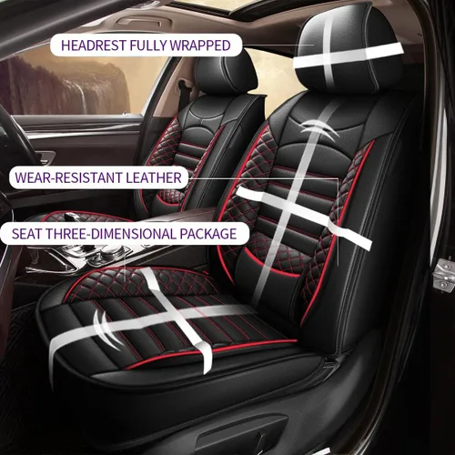 Vista 5 de Fundas de asiento de auto para Ford Fusion 2010-2020: juego completo de fundas protectoras de asiento impermeables de piel sintética compatible