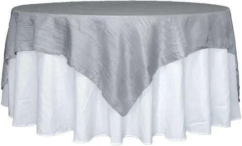 Vista 12 de Efavormart - Mantel cuadrado de tafetán arrugado de acordeón beige de 72 x 72 pulgadas
