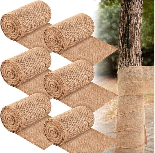 Vista 6 de 3Rolls - Protector de árbol de arpillera natural de 5 pulgadas x 17 pies