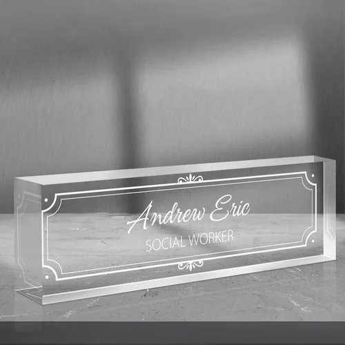 Vista 40 de Placa de nombre personalizada para escritorio, accesorios de escritorio de acrílico, placa de identificación personalizada, regalos personalizados