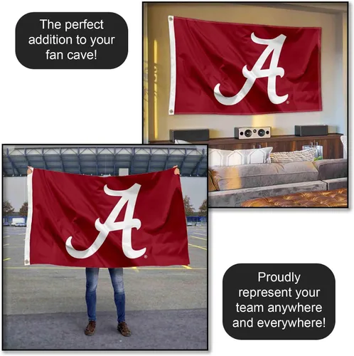 Vista 5 de College Flags & Banners Co. Bandera de la universidad grande de la Universidad de Bama de Alabama Crimson Tide