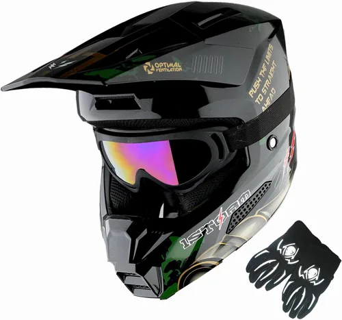 Vista 11 de 1Storm - Casco de motocross para jóvenes, ATV, BMX, MX, motocicleta todoterreno, kart, adolescente, blanco brillante Blanco brillante juvenil