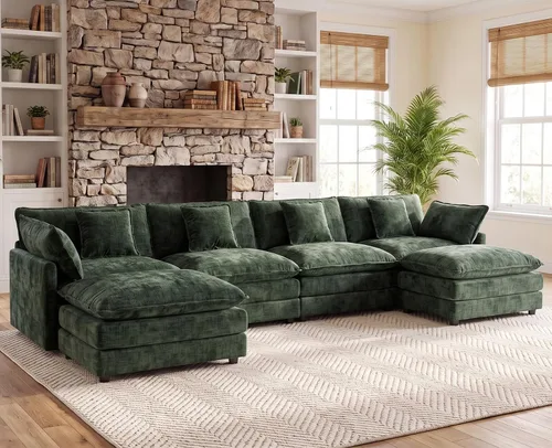 Vista 41 de 76.7" Cloud Couch for Living Room, Deep Seat Loveseat Sofa, Beige Breathable Chenille, 2-Seats Couch for Apartment Small Spaces, Pocket Spring