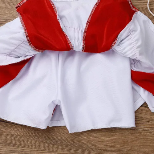 Vista 6 de iEFiEL Disfraz de animadora para niñas pequeñas, uniforme de cosplay con falda plisada