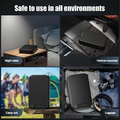 Vista 8 de Caja fuerte para armas, cajas fuertes biométricas para pistola, portátil para pistola de coche, pistola segura con llaves, teclado y control
