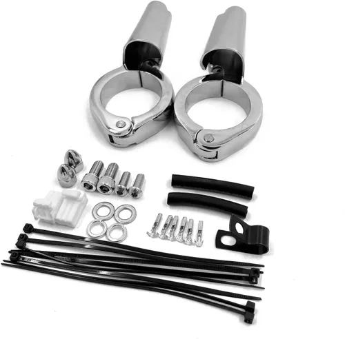 Vista 2 de HTTMT- Kit de reubicación de señal de giro cromado delantero de motocicleta compatible con H-D Harle FXD Dyna 2008-2017 [P/N: MT224-023-CD]