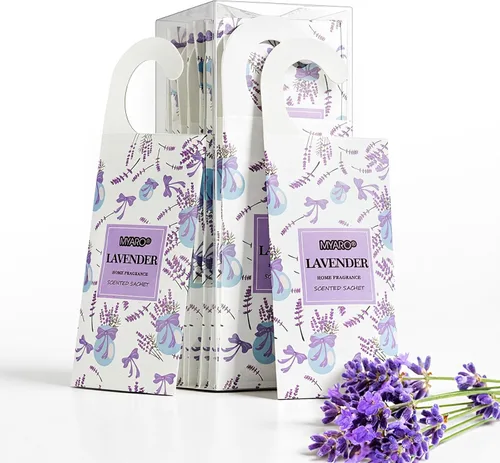 Vista 8 de MYARO Paquete de 12 ambientadores colgantes de lavanda para armario, desodorante de cajones de larga duración, con olor a popurrí, bolsita perfumada
