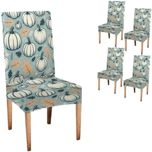 Vista 258 de CAPSCEOLL Christmas Dining Chair Covers,Snowflakes Festive Winter Pattern Stretch Chair Covers for Dining Room Set of 2 Washable Spandex Parson