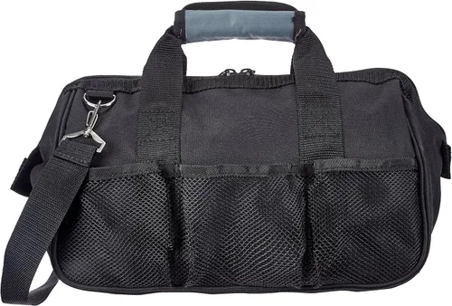 Vista 7 de Amazon Basics Base duradera resistente al desgaste, bolsa estándar pequeña con correa, 12 pulgadas, negro y gris