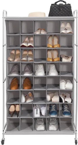 Vista 10 de STORAGE MANIAC Organizador apilable para zapatos, zapatero independiente para entrada, dormitorio, apartamento, armario, 20 cubos, gris