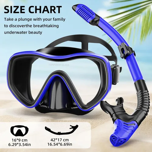 Vista 6 de Snorkeling Gear for Adults, Dry Snorkel Set 180° Panoramic Wide View Anti-Fog Scuba Diving Mask, Professional Snorkel Gear for Free Breathing