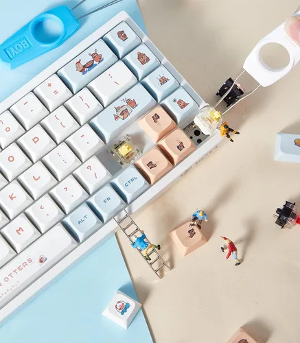 Vista 3 de BOYI WK68 Teclado mecánico RGB intercambiable en caliente, Bluetooth inalámbrico 5.02.4Gteclas de sublimación PBT con cable tipo C, teclas