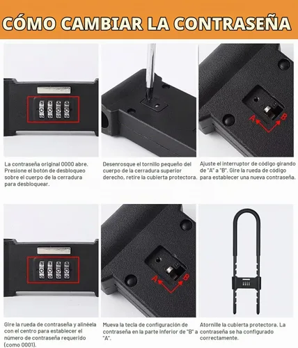Vista 8 de Cerradura de bicicleta combinada, cerradura de bicicleta U Lock