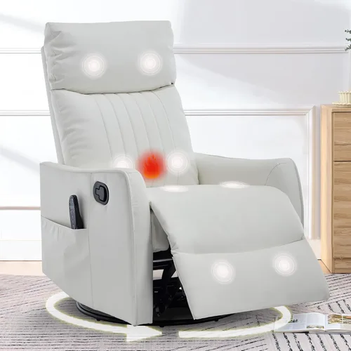 Vista 14 de cinkehome Silla mecedora reclinable giratoria pequeña para cuarto de bebé