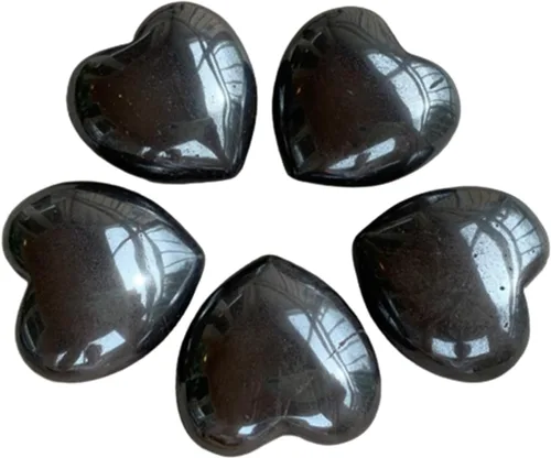 Vista 16 de Corazón hinchado de piedras preciosas al por mayor, corazones hinchados de piedras preciosas pulidas, piedra de palma de cristal, corazón de cristal