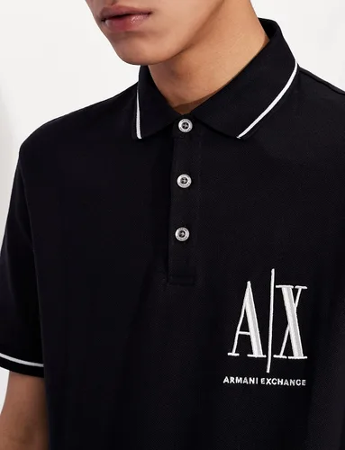 Vista 2 de AX ARMANI EXCHANGE Polo bordado con logotipo de icono para hombre