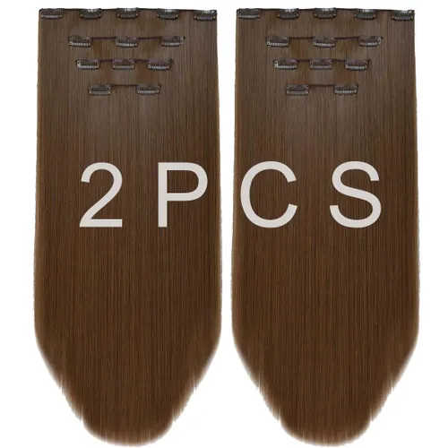 Vista 12 de Extensión de cabello negro oscuro, extensiones de cabello con clip de 22 pulgadas