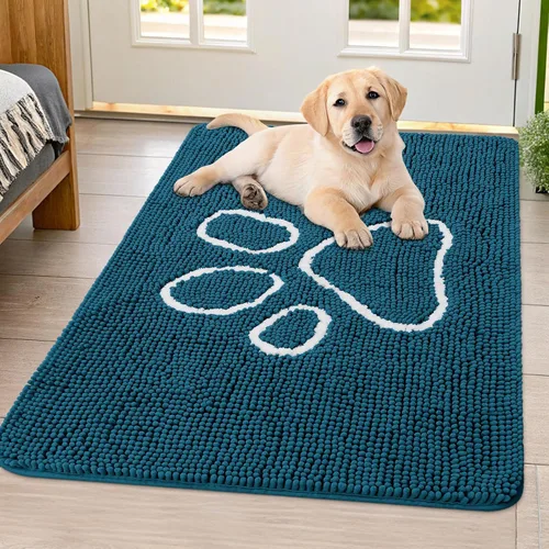 Vista 102 de Smiry Tapete para puerta de perro para patas fangosas, absorbente y Gris y negro