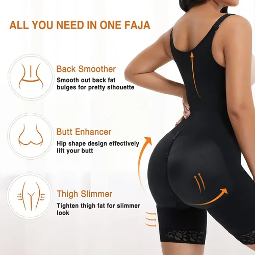 Vista 2 de FeelinGirl Full Body Shaper for Women Tummy Control Shapewear Stage 2 Faja Butt Lifting Shapers Open Crotch 4 Row Hooks