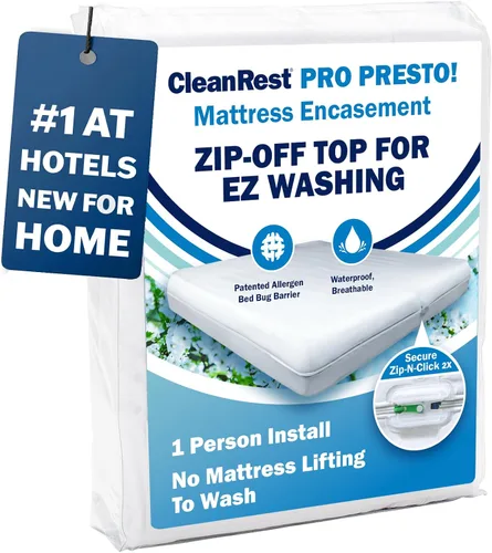 Vista 2 de CleanRest PRO Presto! - Paquete de funda de colchón con cremallera superior + 1 parte superior adicional, para comodidad de lavado, colchón continuo