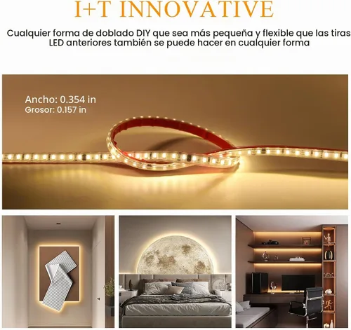 Vista 4 de Tiras de Luces LED de CA 120V de 3.28 Pies Blanco Cálido con Enchufe de EE.UU. 1M Luces LED Cortables SMD 2835 de 110 Voltios Cintas de Luces LED