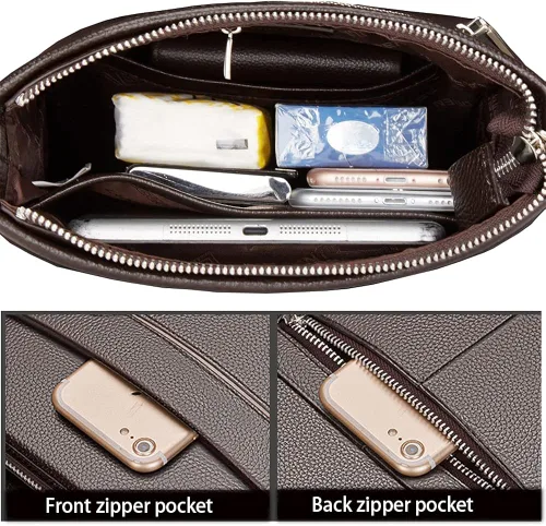 Vista 3 de Men's Leather Shoulder Bag, Men Purse Messenger Bag Business Shoulder Bag Crossbody Briefcase