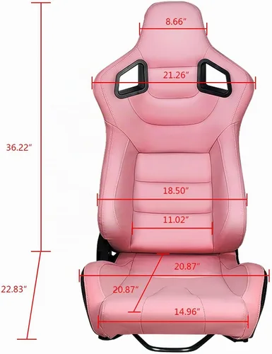 Vista 6 de FREEMOTOR802 Par de asientos reclinables universales para carreras, PU Rosa