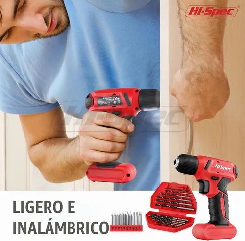 Vista 4 de Hi-Spec Juego de 58 piezas de taladro inalámbrico rojo de 8V USB de energía eléctrica y kit de herramientas de bricolaje para el hogar. Accesorios