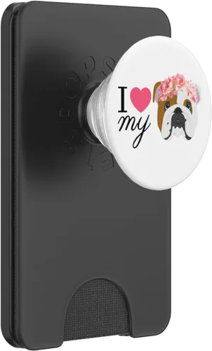 Vista 8 de I Love My Bulldog Inglés popsocket agarre y soporte para teléfonos y tabletas, Negro