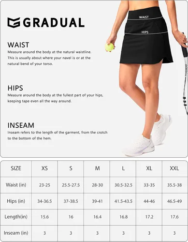 Vista 7 de G Gradual Falda de tenis de cintura alta, falda de golf, bolsillos con cremallera, falda pantalón atlética para mujer, para correr, entrenamiento