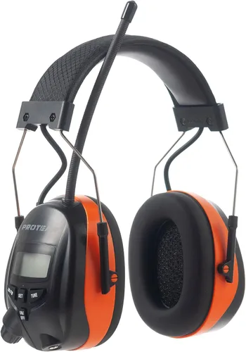 Vista 9 de Cascos protectores de oídos PROTEAR con radio AM/FM, auriculares con reducción de ruido de 25dB, orejeras de seguridad con pantalla digital