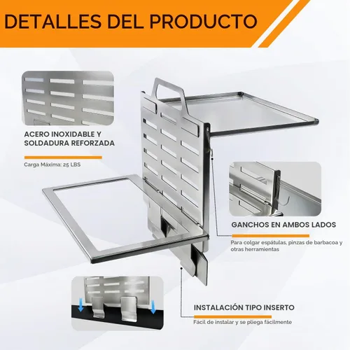 Vista 3 de Adjustable Griddle Shelf with Steam Pan Insert, Premium Stainless Steel