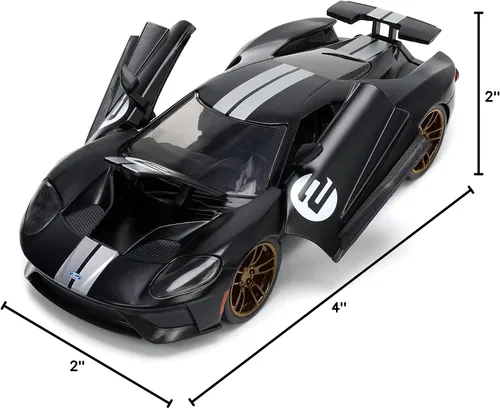 Vista 8 de Jada Toys Big Time Muscle 1:24 2017 Ford GT - Coche fundido a presión con rayas negras/blancas, juguetes para niños y adultos