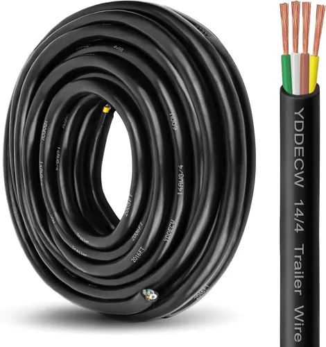 Vista 12 de Cable de Remolque de 4 Vías - Calibre 14, 4 Conductores, 10 Pies, Extensión de Cable Resistente de Cobre Puro, Cordón de Cableado para Remolque RV