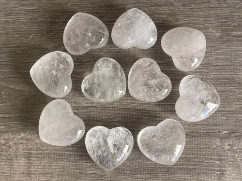 Vista 45 de Corazón hinchado de piedras preciosas al por mayor, corazones hinchados de piedras preciosas pulidas, piedra de palma de cristal, corazón de cristal
