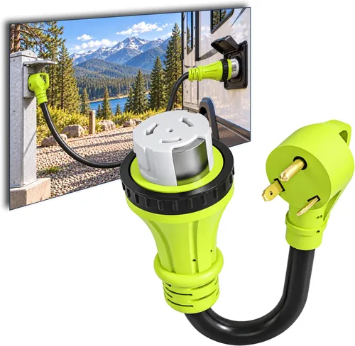 Vista 9 de Adaptador de enchufe RV de 15 amperios a 30 amperios, cable NEMA 5-15P a TT-30R, adaptador de corriente Dogbone de 12 pulgadas con cable STW de 10
