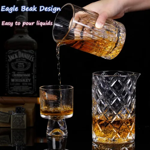 Vista 7 de Vasos cocteleros de 24 onzas – Barra de cristal de 24.0 fl oz con vasos de agitación (2 piezas) para whisky, Martini, Old Fashioned