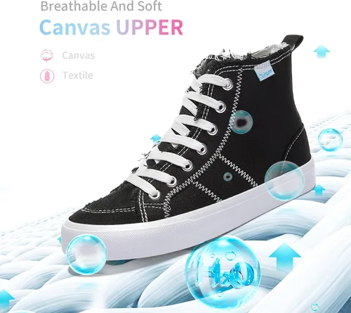 Vista 3 de Obtaom Zapatos de lona de alta calidad para mujerhombre para jugar a media pantorrilla, zapatillas de deporte de moda casuales con cordones de alta