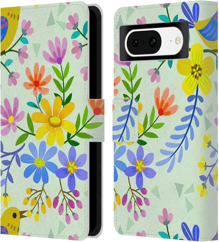 Vista 12 de Head Case Designs Officially Licensed Haroulita Blue Flower Cute Flower Pattern Leather Wallet Case Compatible with Google Pixel 8