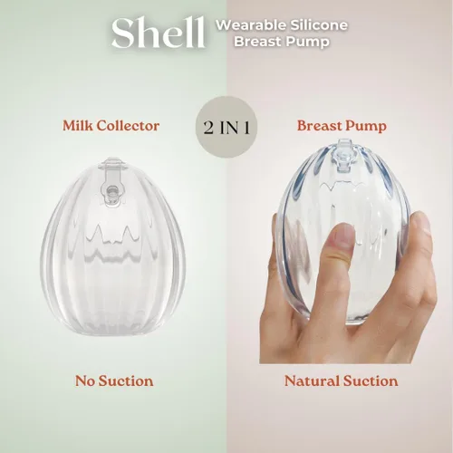 Vista 2 de HAAKAA Shell - Extractor de leche manual manos libres, silicona de grado médico, compacto, portátil y discreto, válvula a prueba de fugas, 2.5