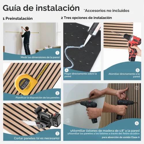 Vista 7 de AKUMAX - Paneles de pared acústicos de listones de madera, 2 unidades de 24 x 48 pulgadas cada uno, 15.5 pies cuadrados, paneles de pared de Roble