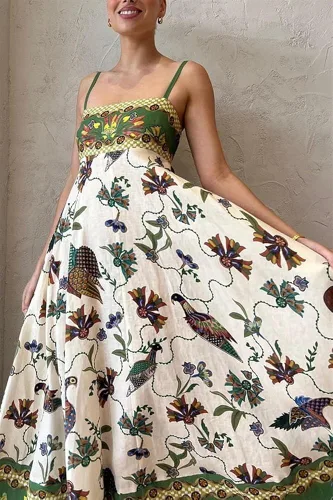Vista 4 de Vestido de verano sin mangas con estampado de correa de verano 2023 para mujer