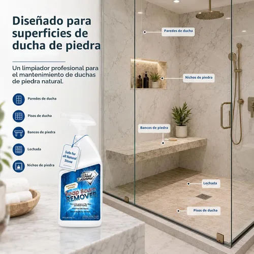Vista 5 de Removedor de espuma de jabón de piedra natural para duchas, puertas