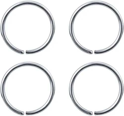 Vista 5 de Juego de 2 pares de anillos de nariz para cartílago de nariz, aretes pequeños para mujer, tragus, tabique, hélix, múltiples piercings finos