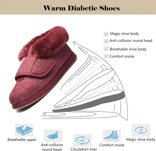 Vista 8 de RsFiL Men's Diabetic Shoes Wide Width Shoes,Winter Warm Diabetic Shoes for Men Women Extra Wide Width Thermal Shoes for Edema and Swollen Feet