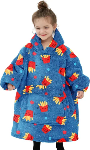 Vista 31 de Manta con Capucha Usable NOUKOW Manta Sherpa de Gran Tamaño Sudadera de Franela con Bolsillo Grande Alphabet