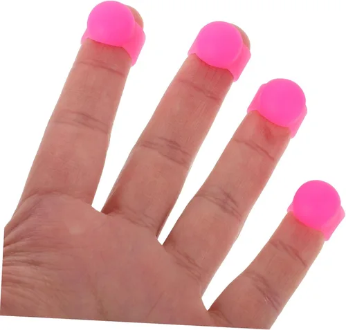 Vista 3 de Fundas de silicona para dedos para tambor de mano, cómodas cubiertas para tambor de lengua, control mejorado, reducción de ruido, rosa y negro