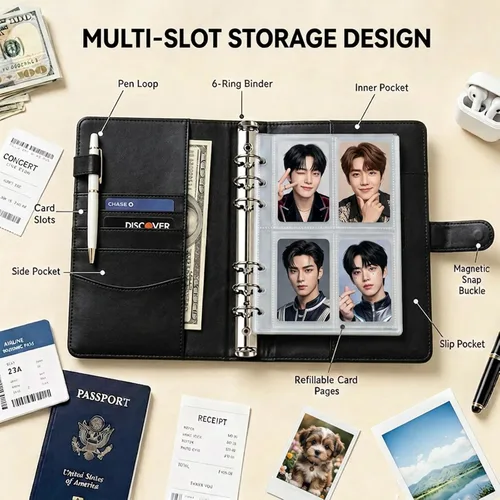 Vista 2 de MUDOR Carpeta de tarjeta fotográfica A5 para tarjeta KPOP, álbum de Negro