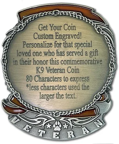 Vista 3 de K-9 Veteran Est 1942 - Moneda coleccionable coleccionable de primera respuesta militar grabada