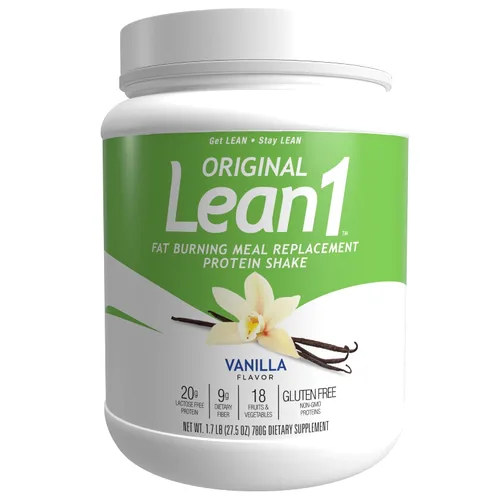Vista 7 de Lean1 Batido de proteínas de reemplazo de comidas, sabor a vainilla, paquete de 2 de 15 tinas para servir